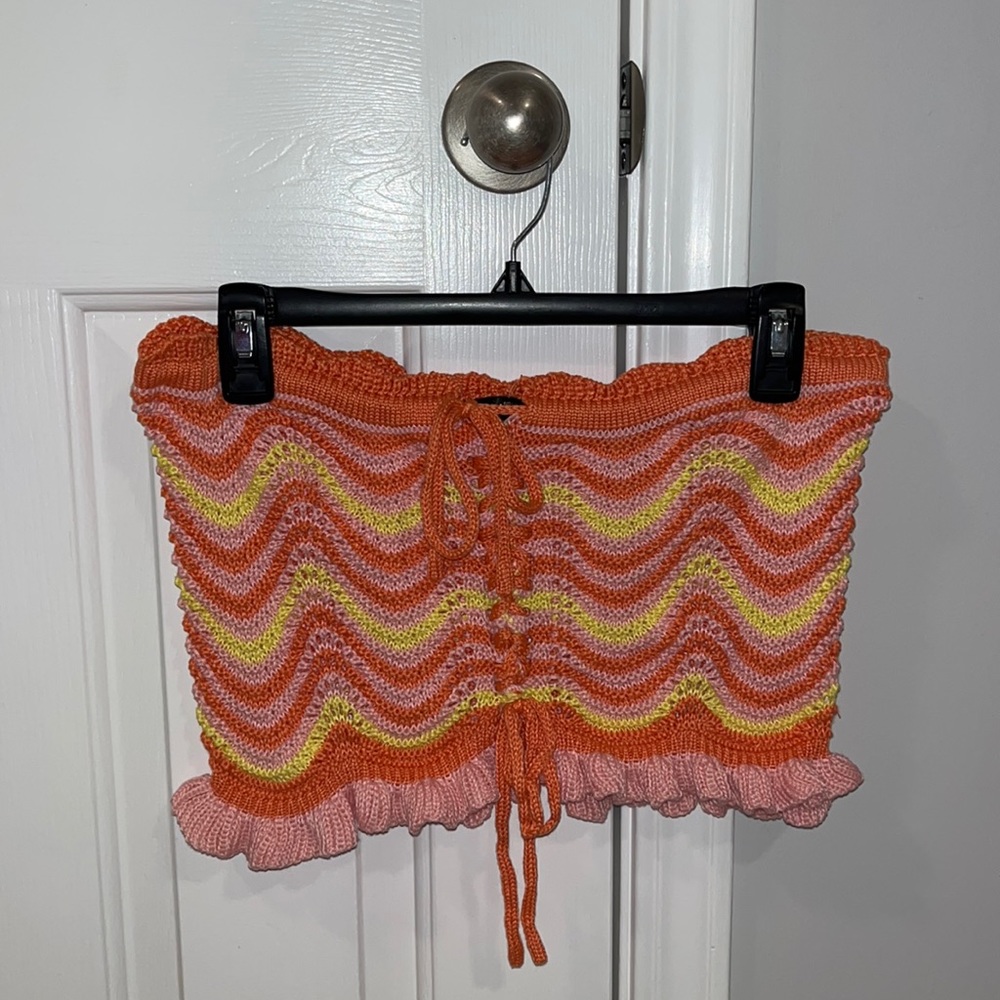 SHEIN Lace Up Knit Crop Top